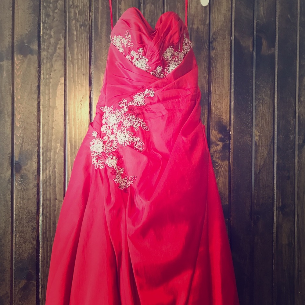 Royal Red Strapless Prom Dress